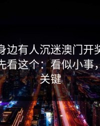 如果你身边有人沉迷澳门开奖网，先别骂，先看这个：看似小事，其实是关键